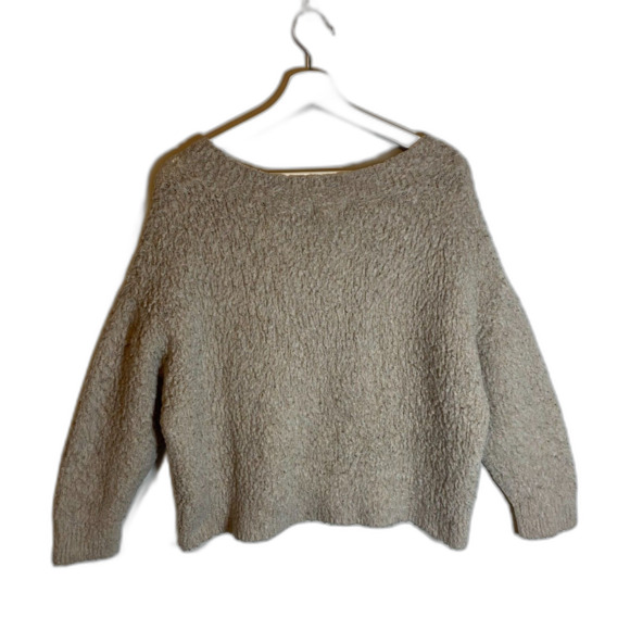 Maeve Anthropologie Merino Wool Blend Sweater Size M Beige V-Neck Minimalist - Picture 3 of 6